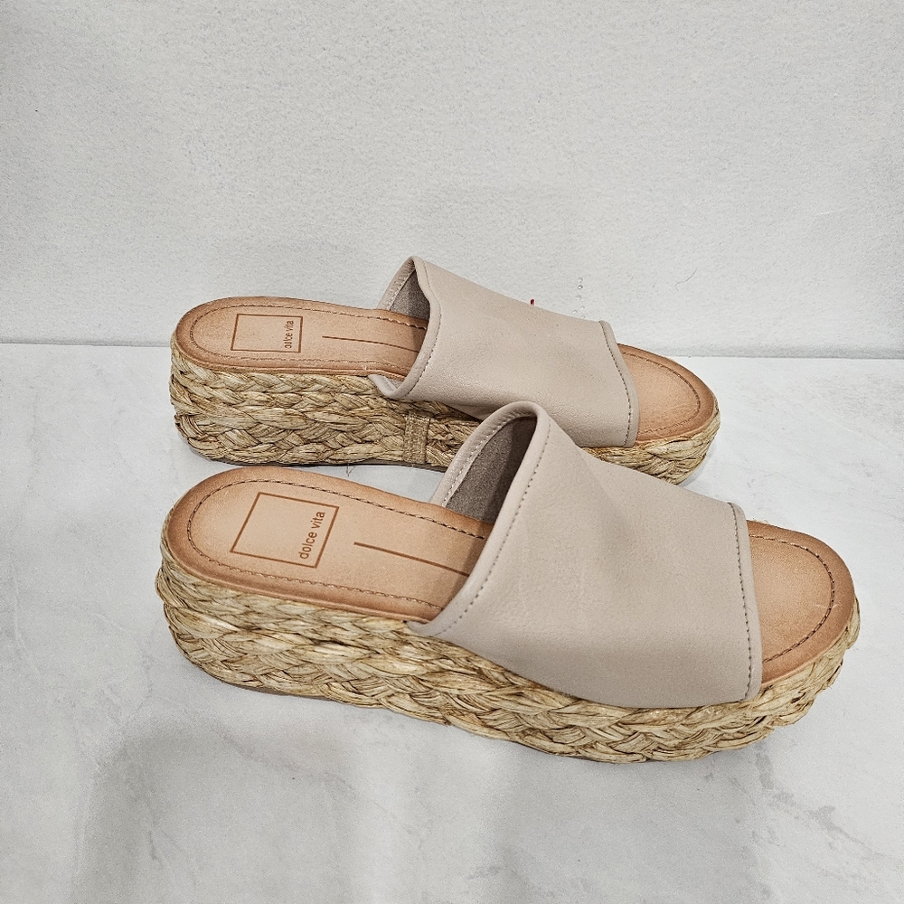 Dolce Vita Women's Chavi Raffia Platform Slide Sandals Size 6.5